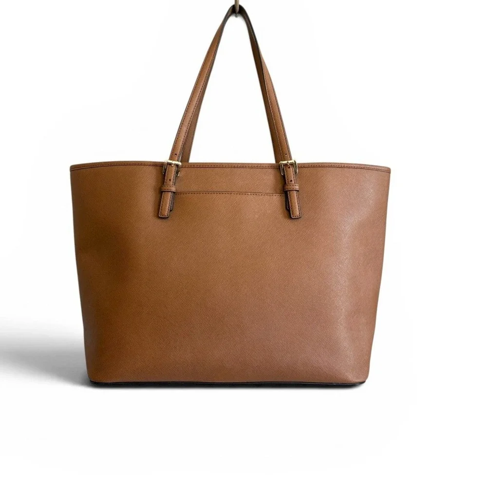 Michael‎ Kors Jet Set Travel Large Tote Acorn Saffiano Leather Brown Bag - Picture 2 of 9